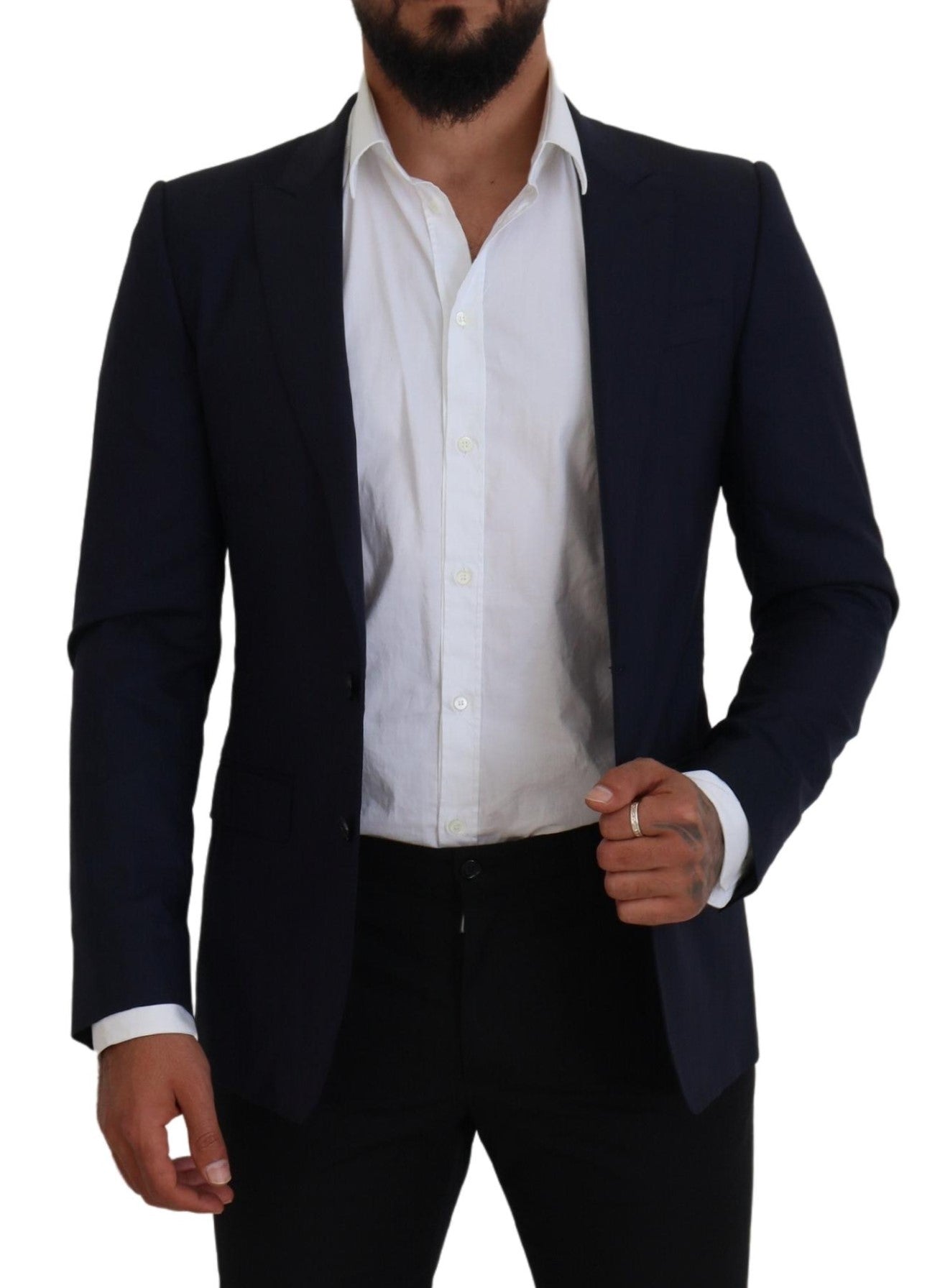 Dolce &amp; Gabbana Blazer formel en laine bleue coupe slim