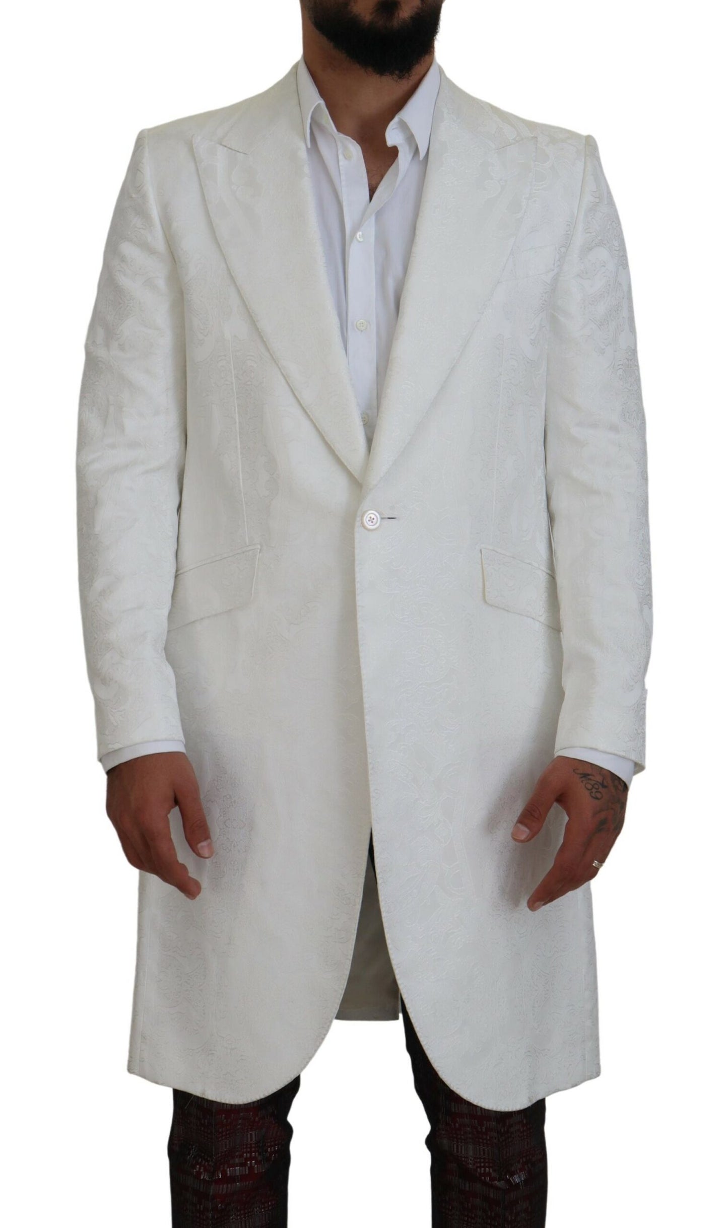 Dolce &amp; Gabbana Veste trench-coat en brocart fleuri blanc