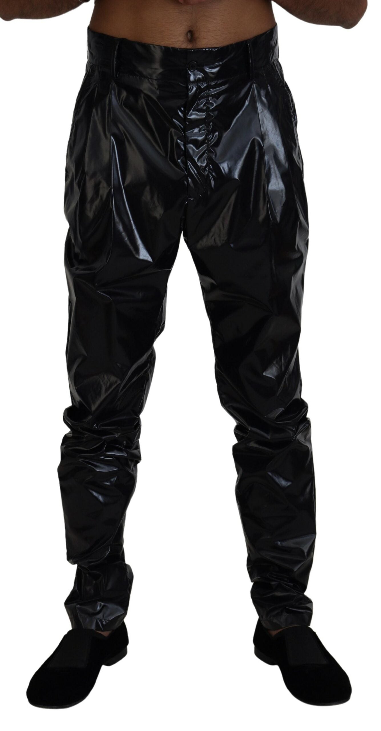 Dolce &amp; Gabbana Pantalon skinny en nylon brillant noir pour homme