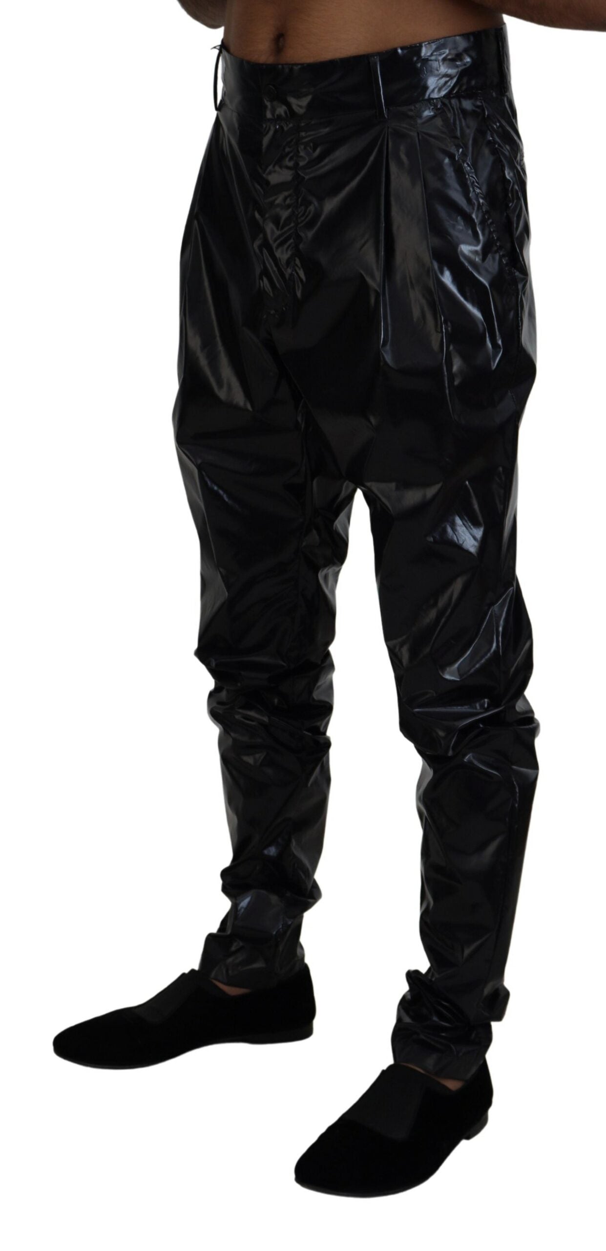 Dolce &amp; Gabbana Pantalon skinny en nylon brillant noir pour homme