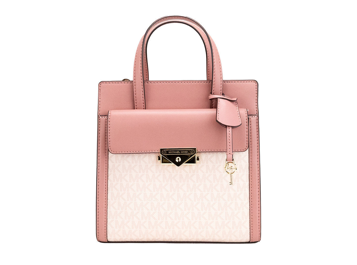 Michael Kors Cece Kleine rosa PVC North South Flap Tote Umhängetasche Geldbörse