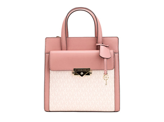 Michael Kors Cece Petit sac à bandoulière fourre-tout à rabat nord-sud en PVC rose