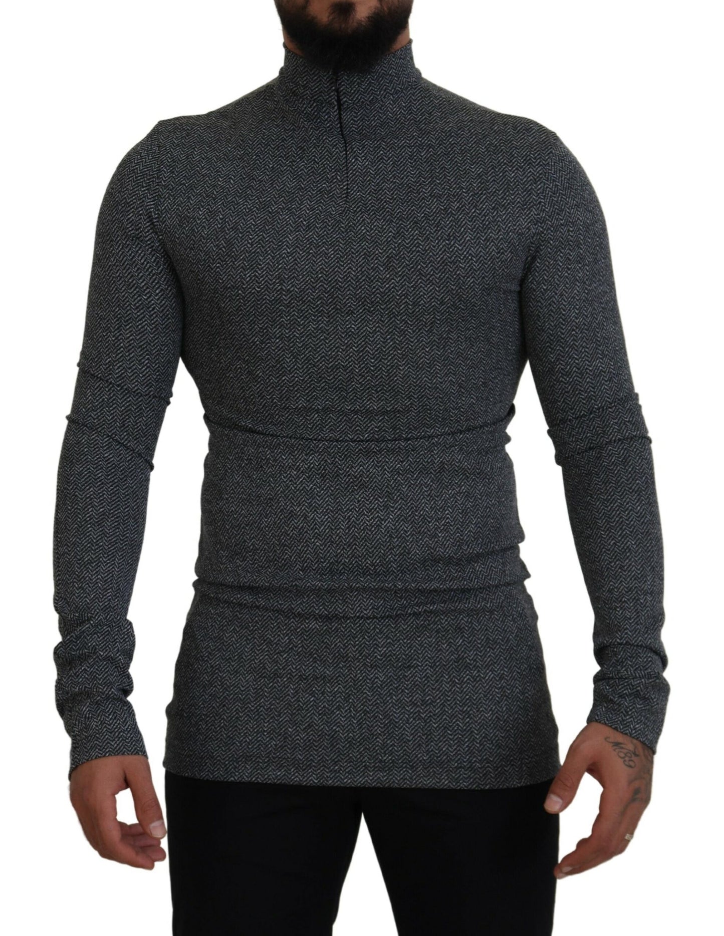 Dolce &amp; Gabbana Pull à col roulé en nylon gris foncé