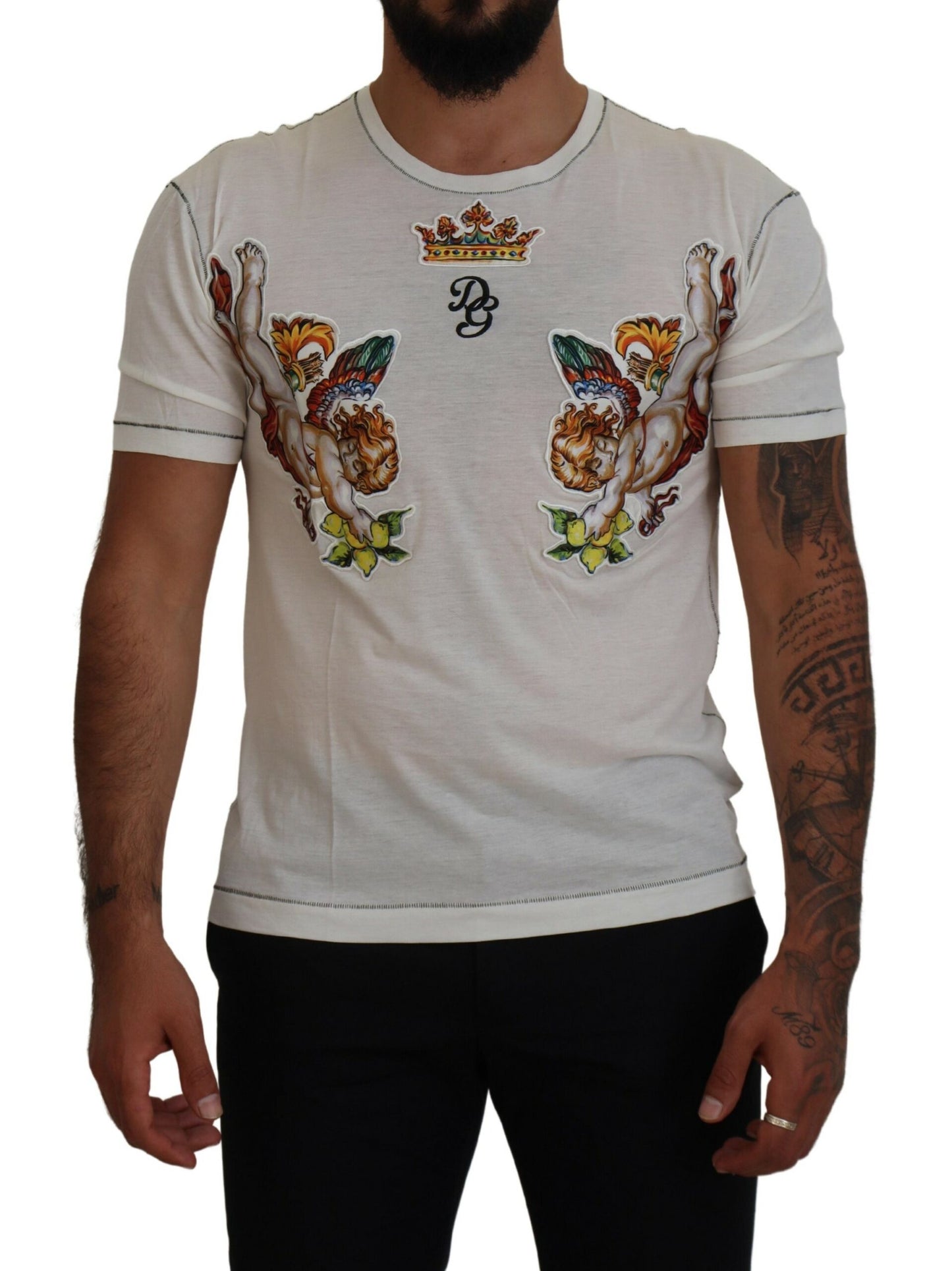 Dolce &amp; Gabbana T-shirt homme imprimé blanc à manches courtes