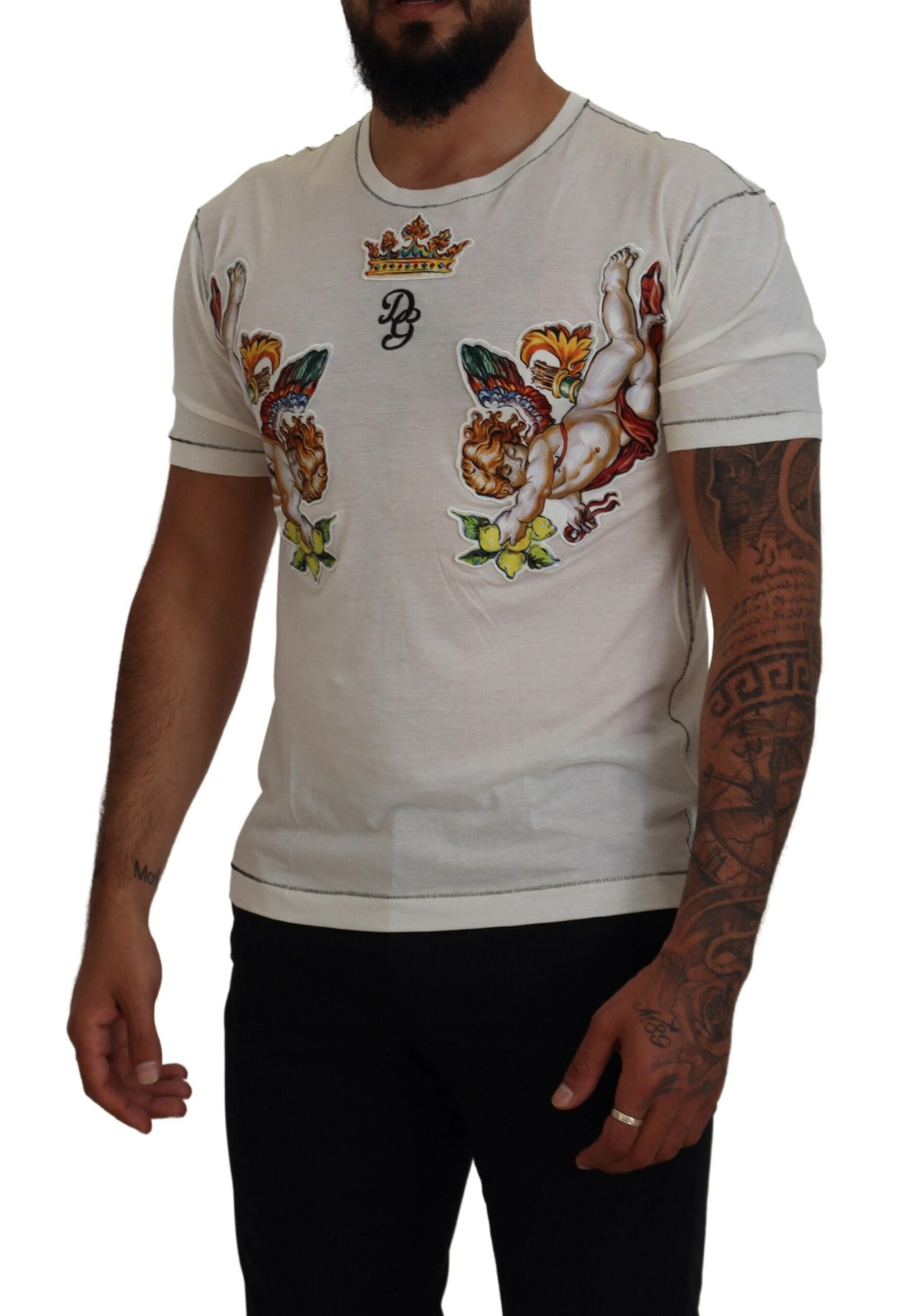 Dolce &amp; Gabbana T-shirt homme imprimé blanc à manches courtes