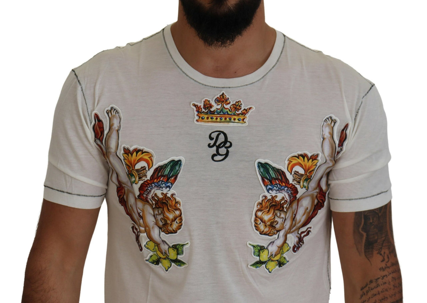 Dolce &amp; Gabbana T-shirt homme imprimé blanc à manches courtes