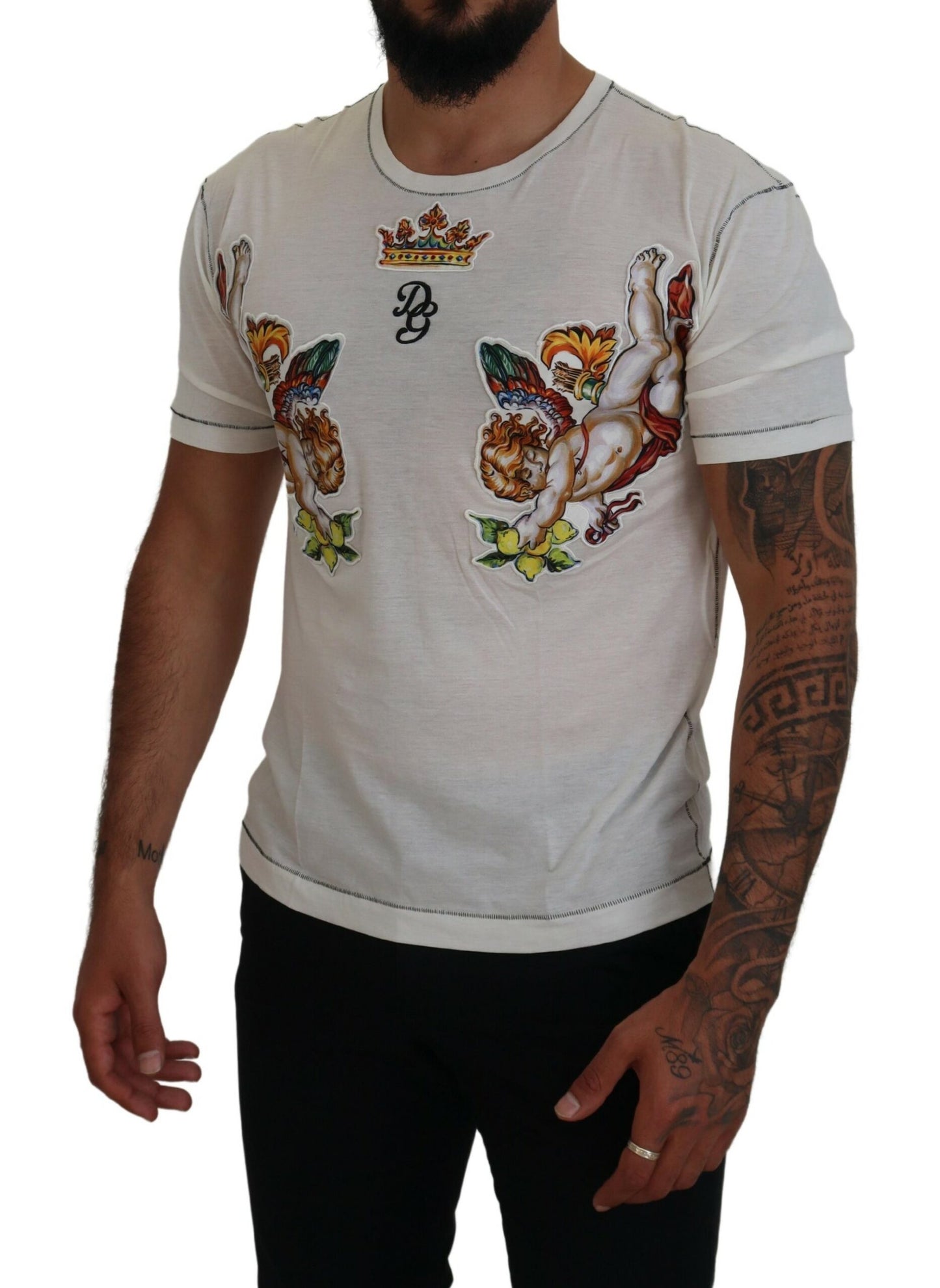 Dolce &amp; Gabbana T-shirt homme imprimé blanc à manches courtes