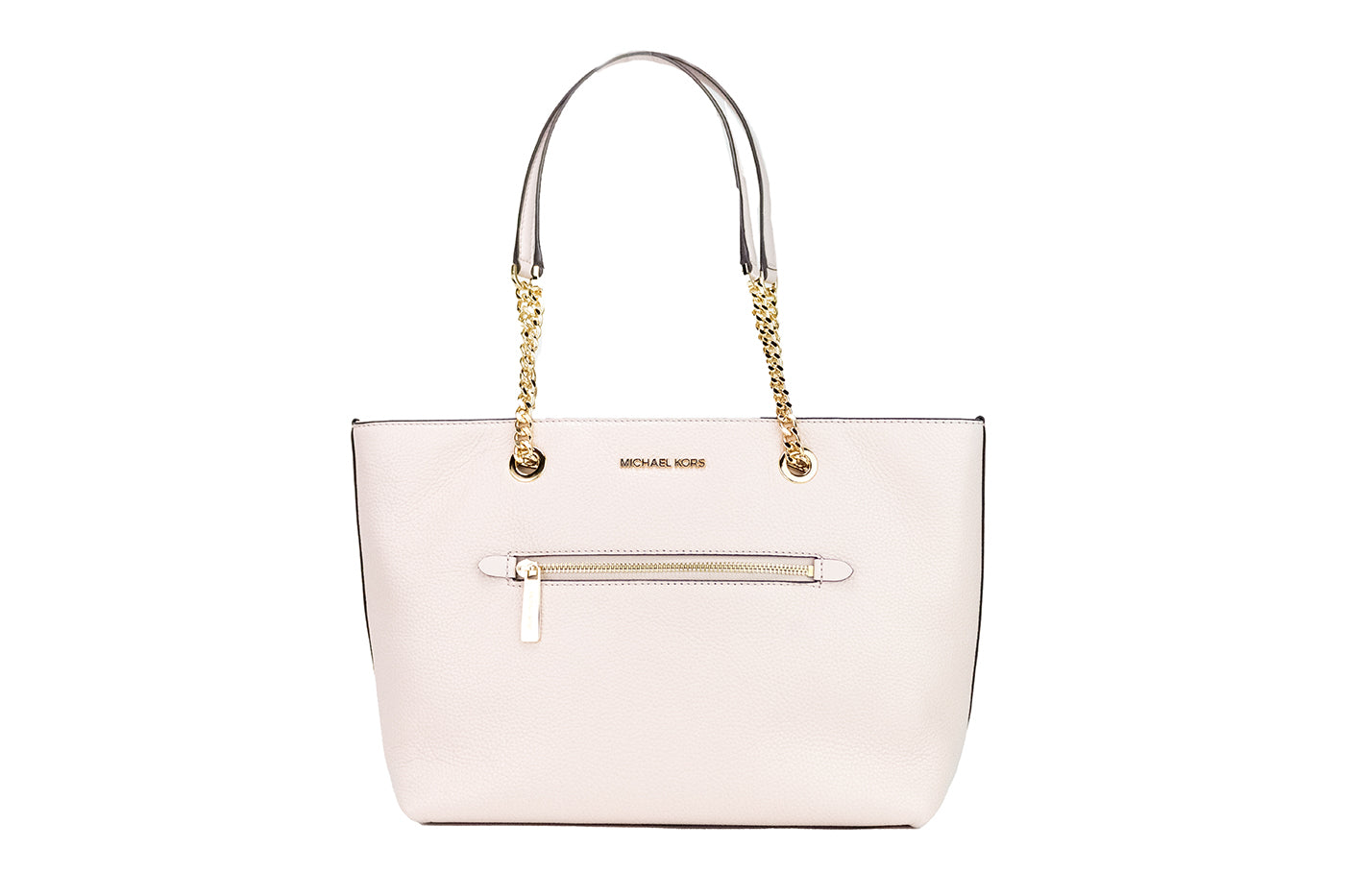 Michael Kors Jet Set Sac fourre-tout en cuir avec chaîne zippée sur le devant, moyen poudré, blush