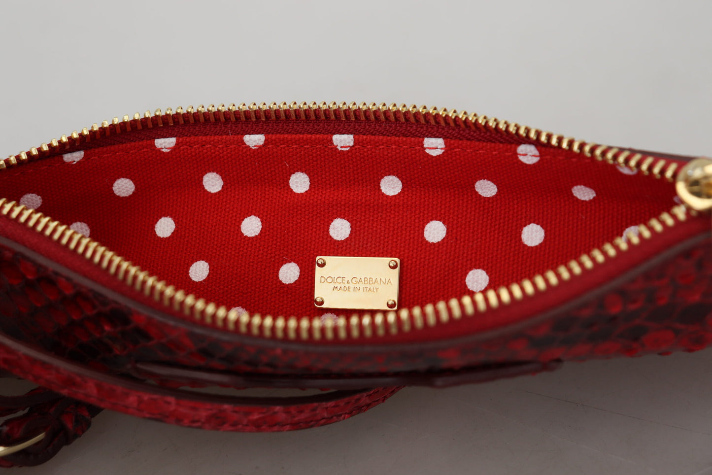 Dolce &amp; Gabbana Rotes Leder Ayers Clutch Portemonnaie Armband Hand