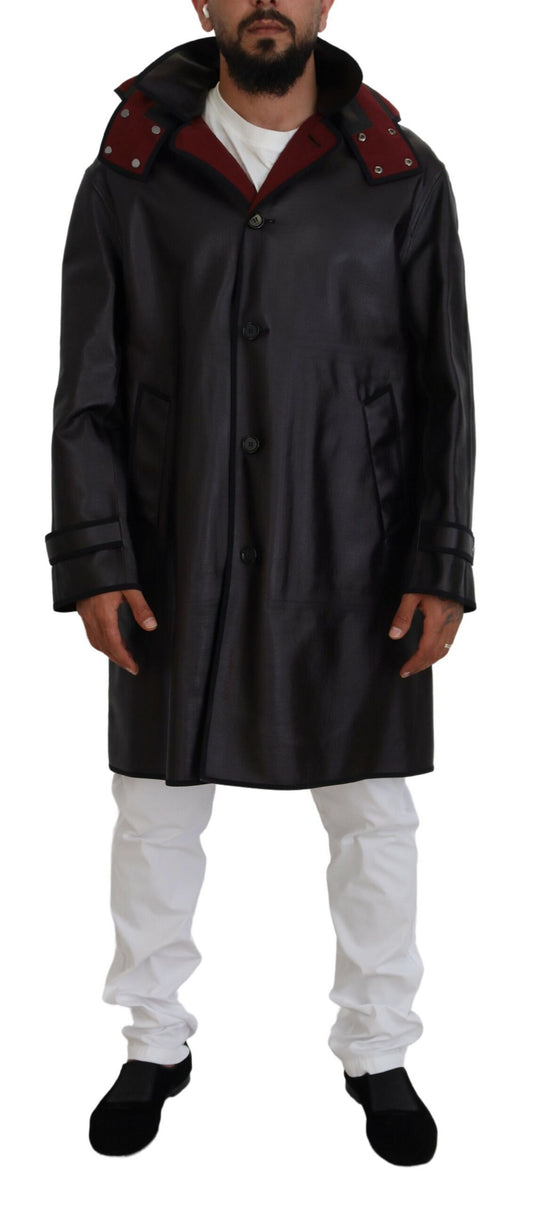 Dolce &amp; Gabbana Veste en coton à capuche Parka noire Trench