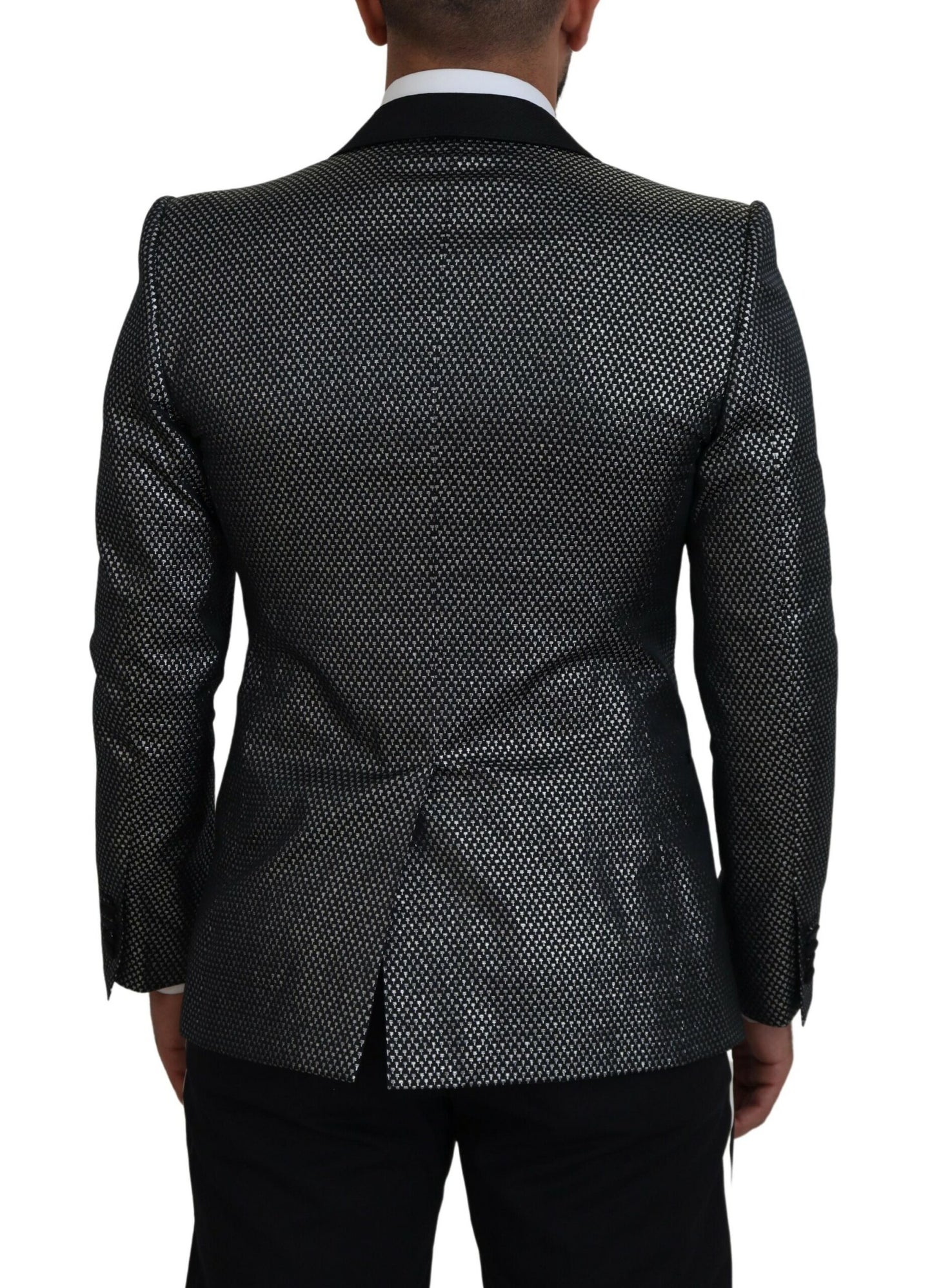 Dolce &amp; Gabbana Blazer coupe slim en jacquard noir argenté