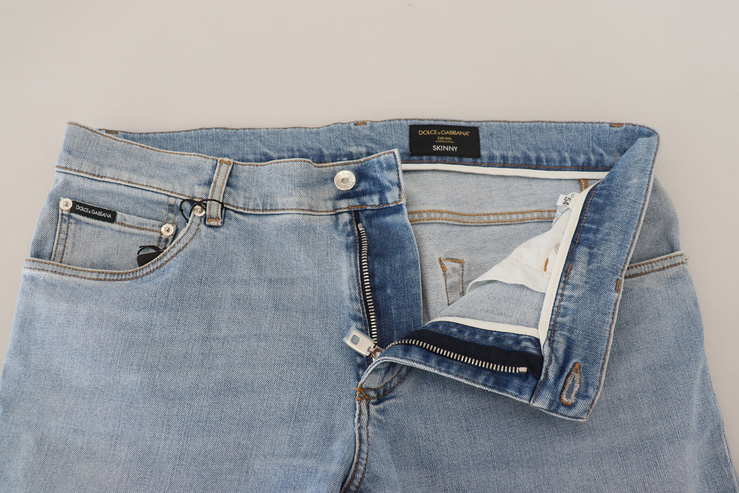 Dolce &amp; Gabbana Slim-Fit-Jeans aus Baumwolldenim in blauer Waschung