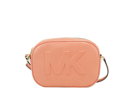 Michael Kors Jet Set Travel Medium Sherbert Sac à bandoulière ovale en cuir pour appareil photo