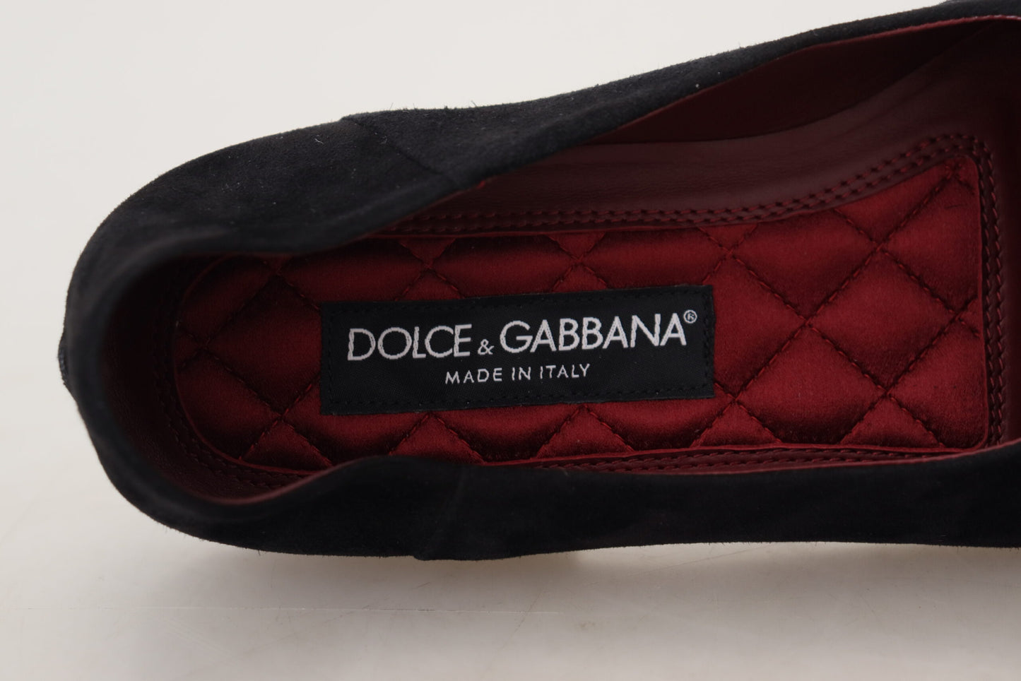 Dolce &amp; Gabbana Schwarze Wildleder-Gold-Cross-Slip-On-Loafer-Schuhe