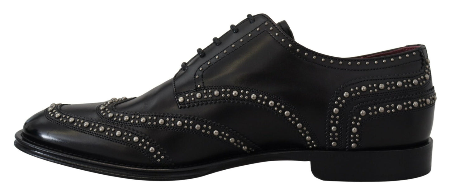 Dolce &amp; Gabbana Chaussures cloutées en cuir noir avec robe derby