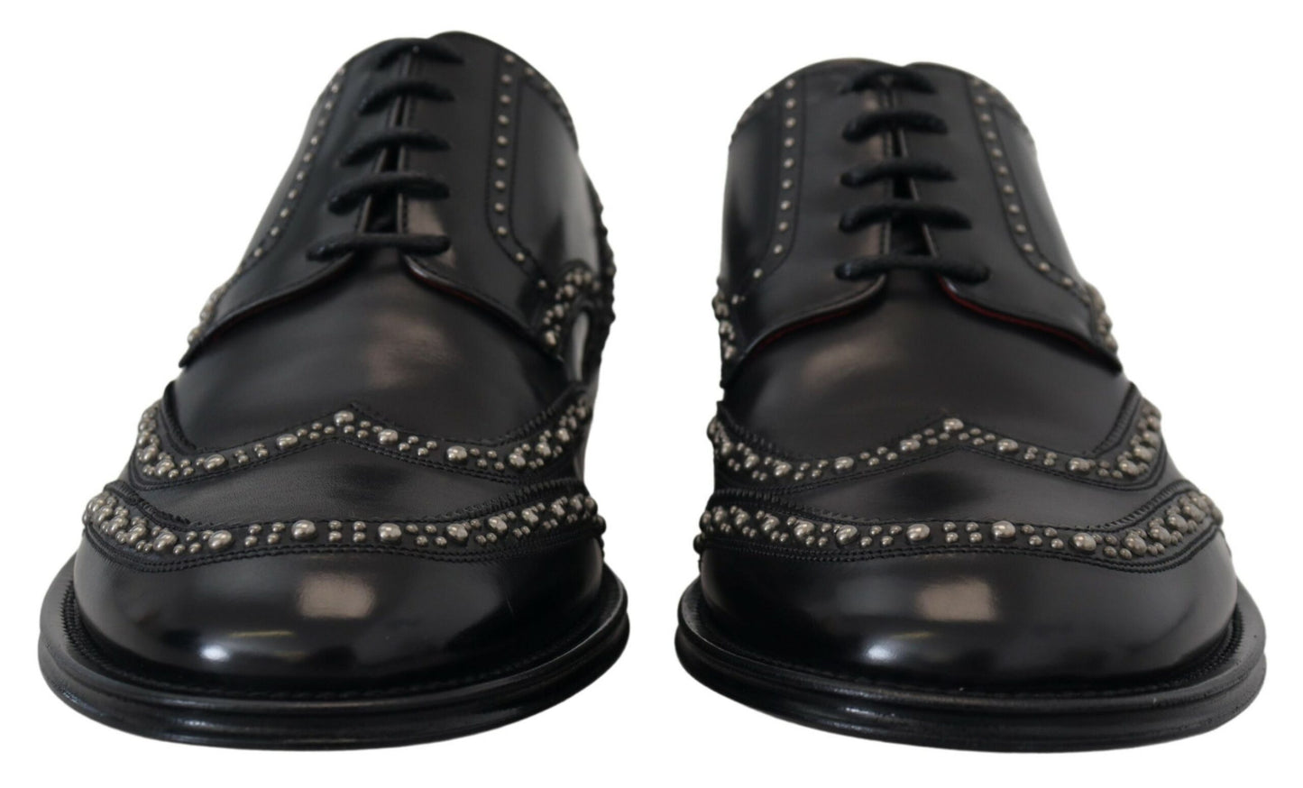 Dolce &amp; Gabbana Chaussures cloutées en cuir noir avec robe derby