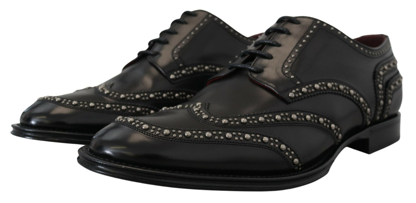 Dolce &amp; Gabbana Chaussures cloutées en cuir noir avec robe derby