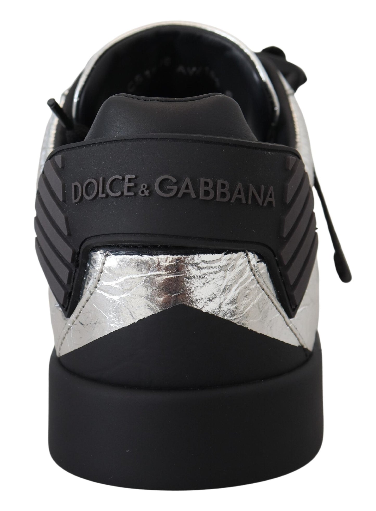 Dolce & Gabbana Exclusive Silver and Black Low Top Leather Sneakers