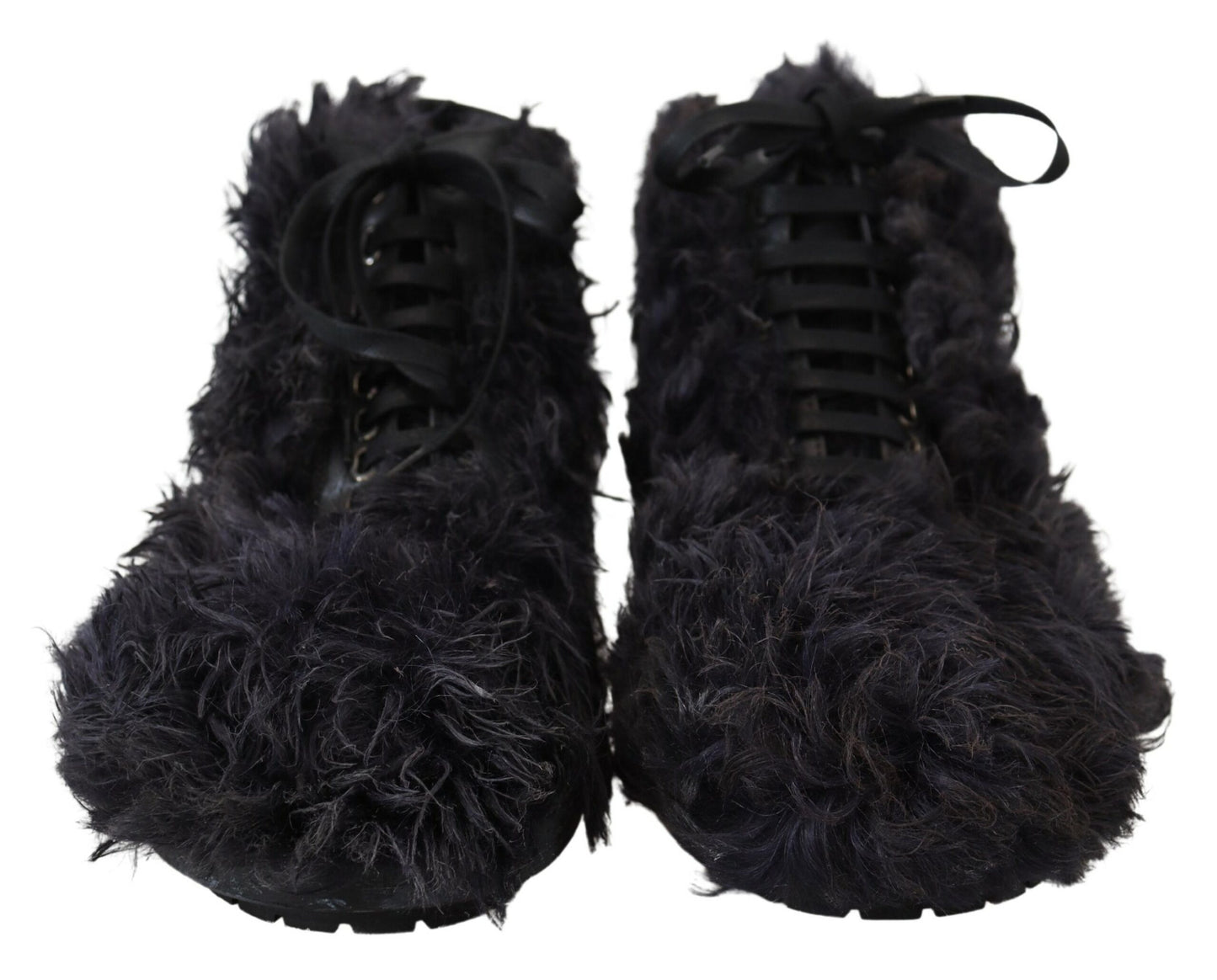 Dolce &amp; Gabbana – Combat Shearling-Stiefel aus schwarzem Leder