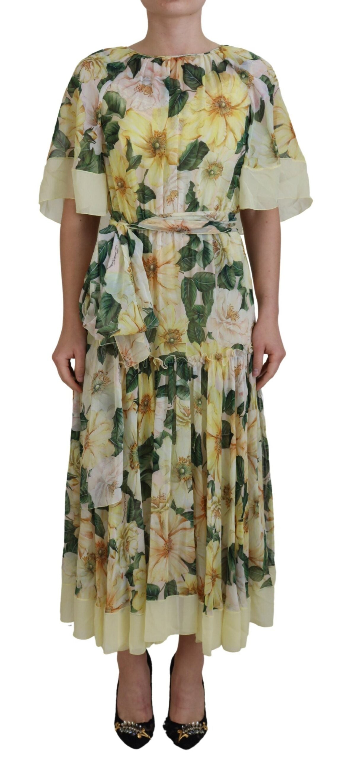 Dolce &amp; Gabbana Robe longue longue en soie multicolore à imprimé floral