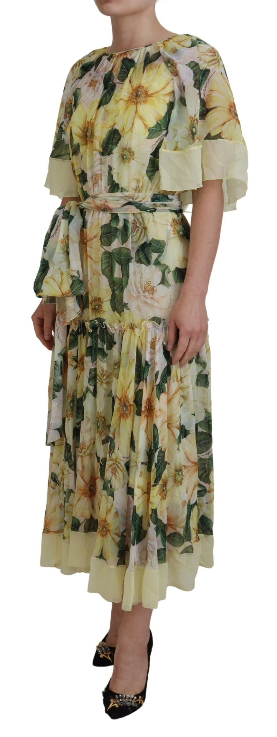 Dolce &amp; Gabbana Robe longue longue en soie multicolore à imprimé floral