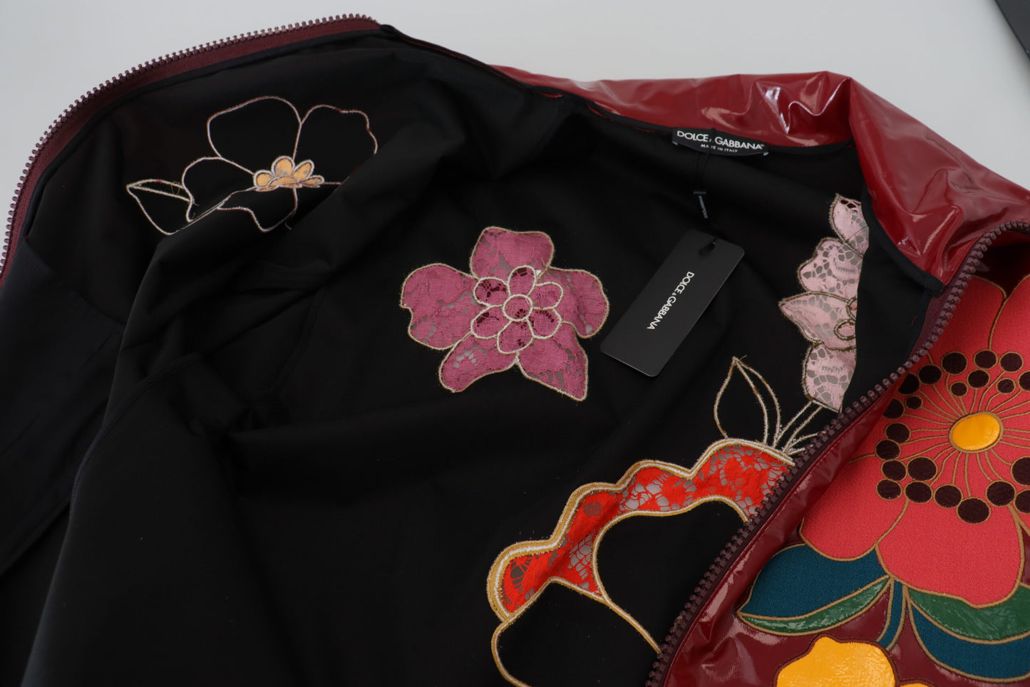 Veste femme en polyester à fermeture éclair complète Dolce &amp; Gabbana marron à fleurs