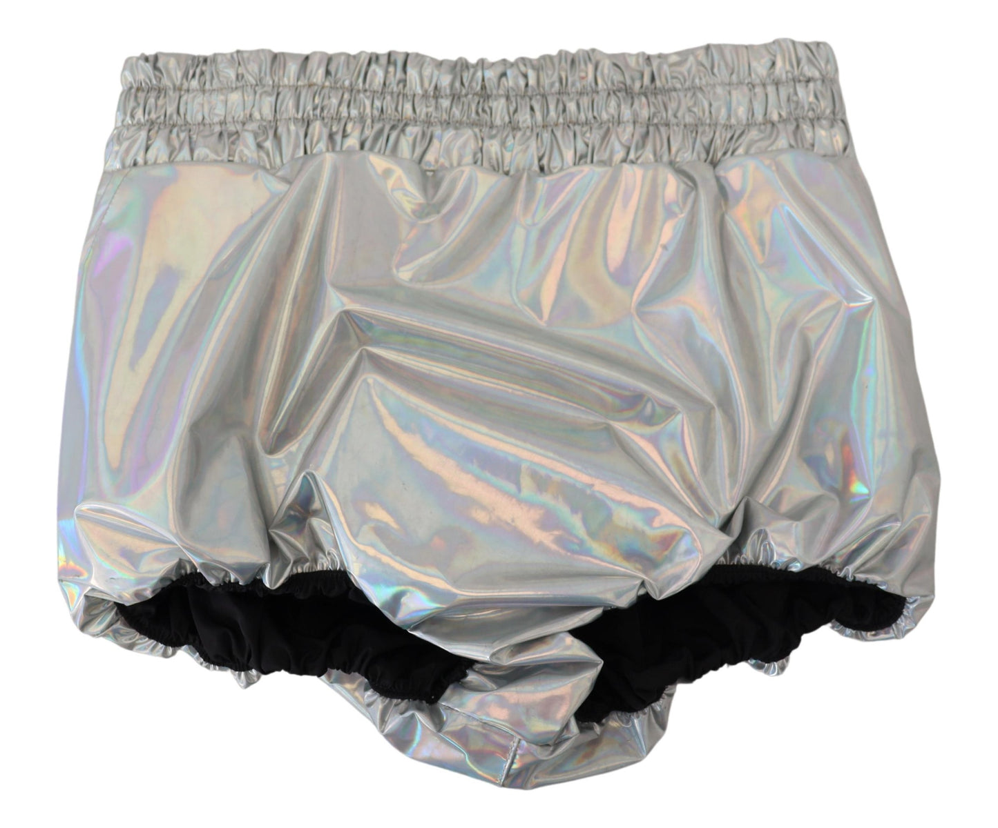 Dolce &amp; Gabbana Silberne holografische Hotpants-Shorts mit hoher Taille