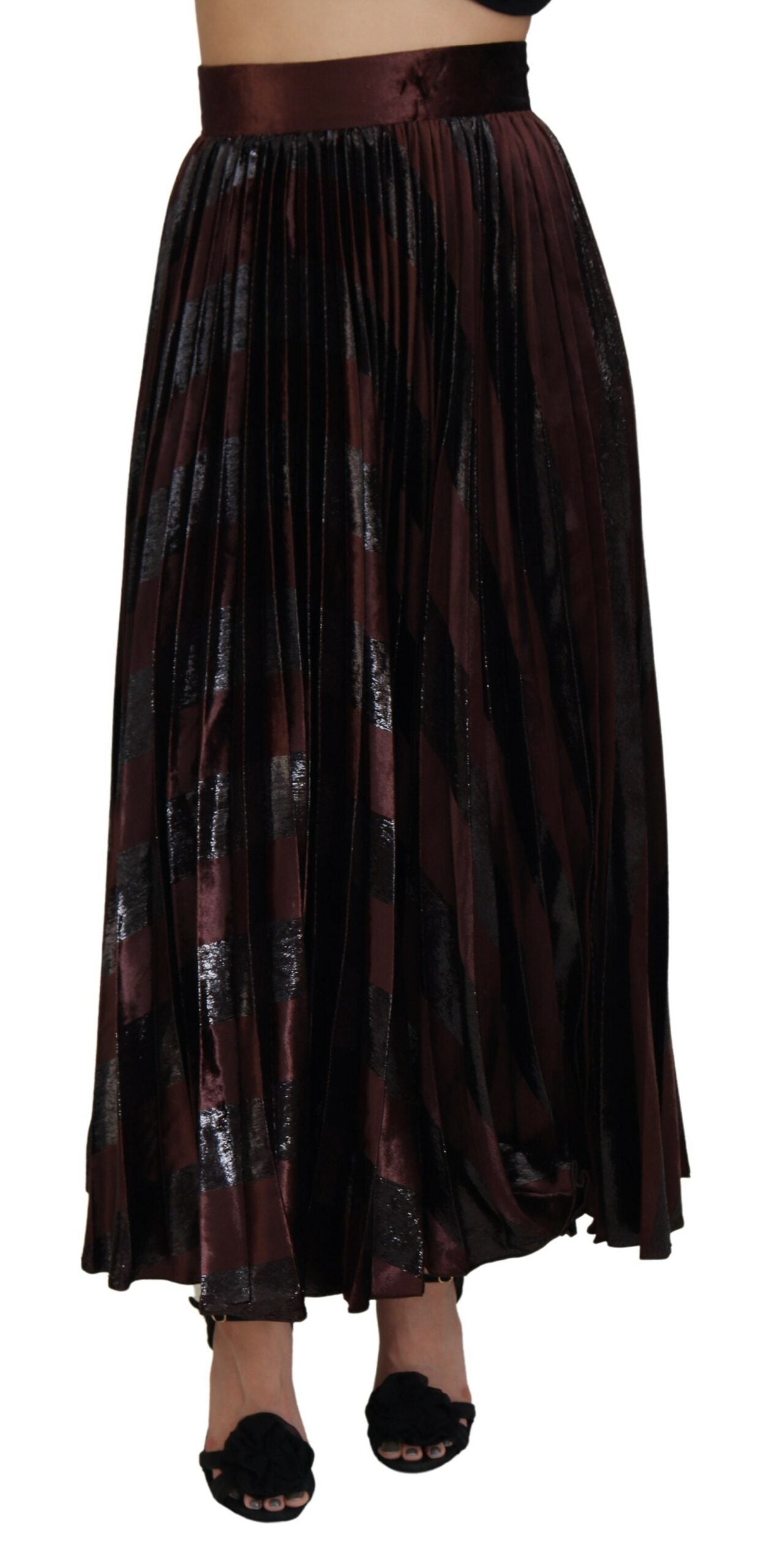 Dolce &amp; Gabbana Jupe longue trapèze taille haute en polyester marron