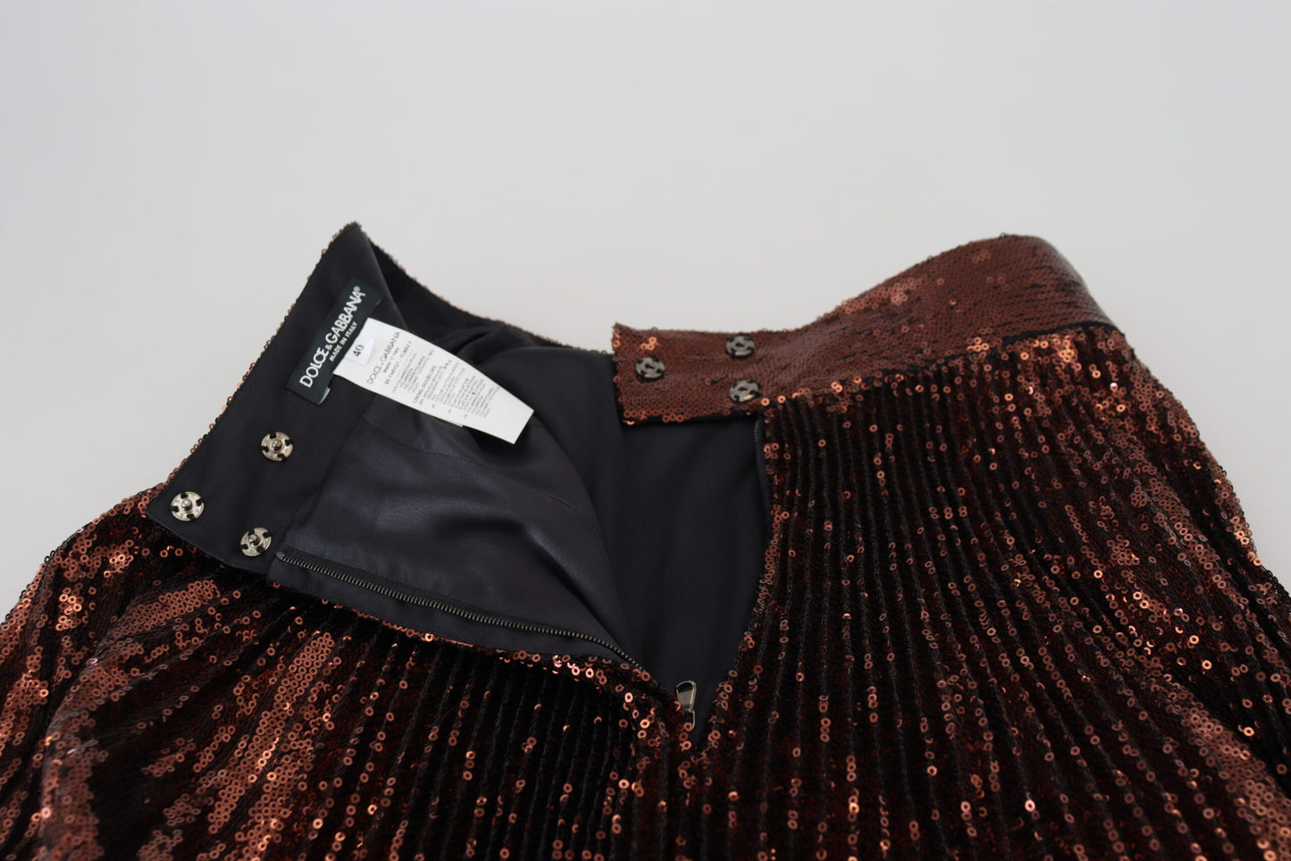 Dolce &amp; Gabbana Jupe longue trapèze taille haute à paillettes bronze