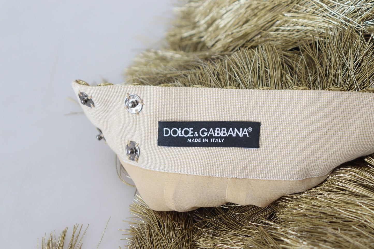 Dolce &amp; Gabbana Goldgestufter Midi-Seidenrock mit metallischen Fransen