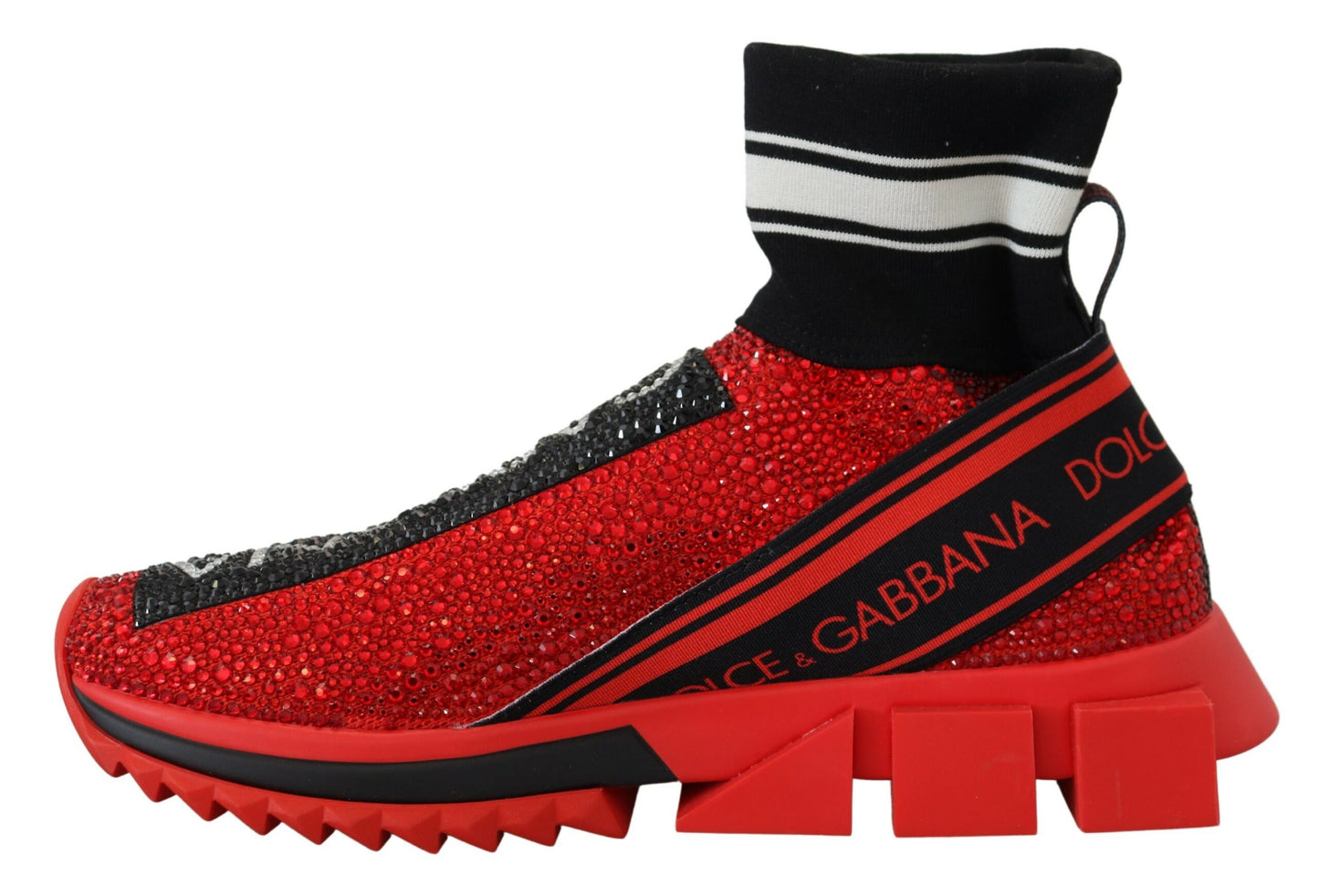 Dolce &amp; Gabbana Red Bling Sorrento Sneakers Socken Schuhe