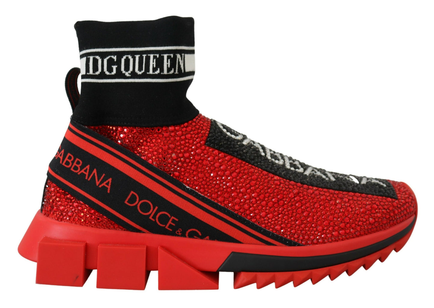 Dolce &amp; Gabbana Red Bling Sorrento Sneakers Socken Schuhe