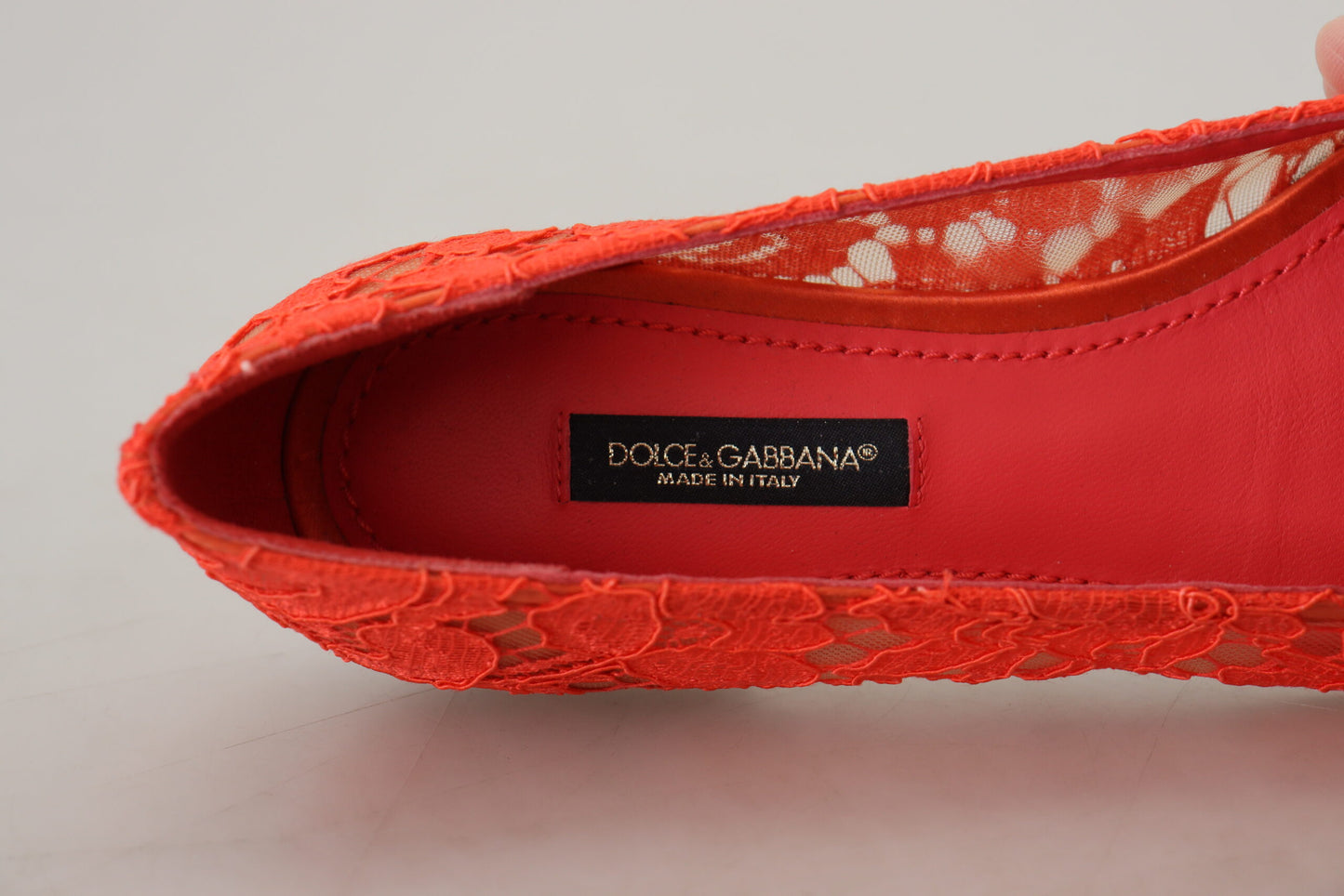 Dolce &amp; Gabbana Rouge Taormina Dentelle Cristaux Ballerines Chaussures