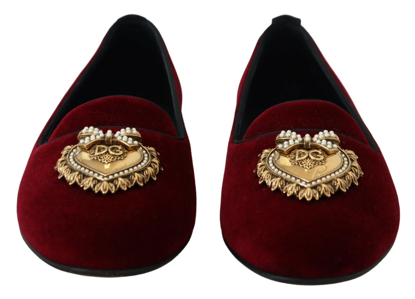 Dolce &amp; Gabbana Bordeaux Velours Slip-On Mocassins Chaussures Plates