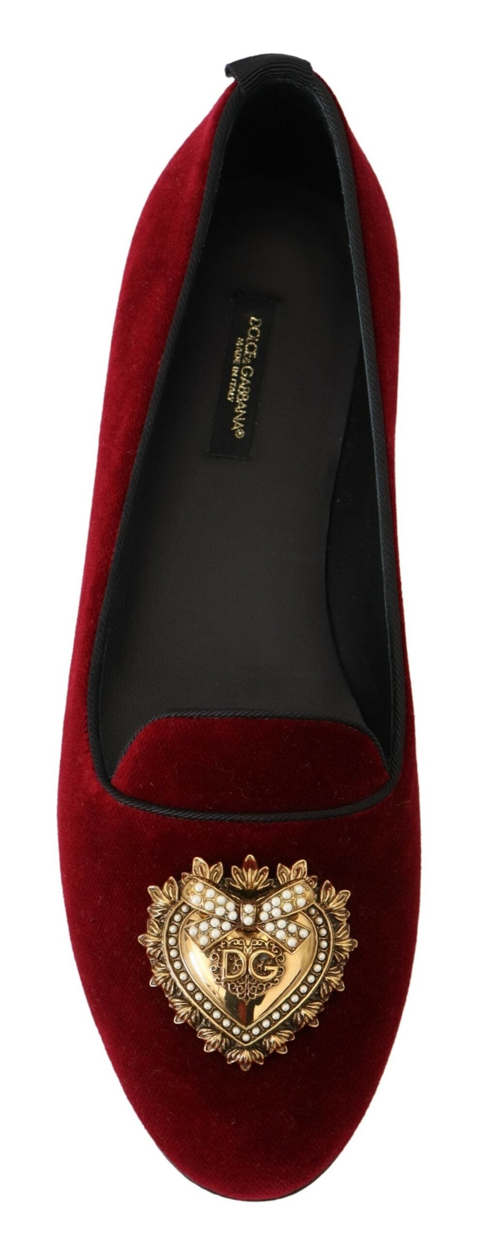 Dolce &amp; Gabbana Bordeaux Velours Slip-On Mocassins Chaussures Plates