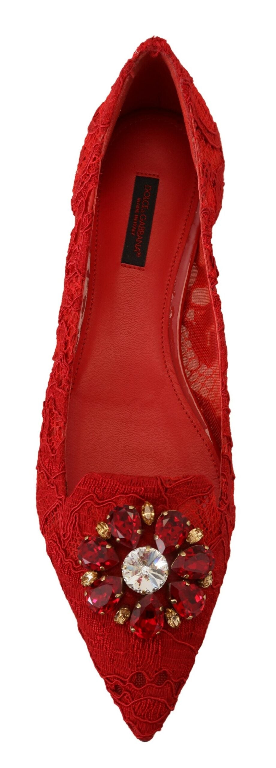 Dolce &amp; Gabbana Rouge Taormina Cristaux Mocassins Chaussures Plates