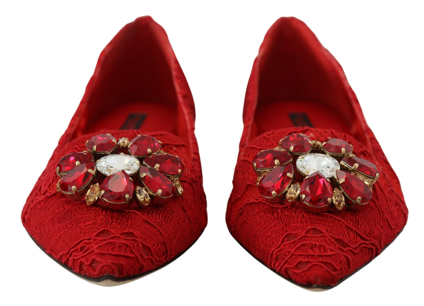 Dolce &amp; Gabbana Rouge Taormina Cristaux Mocassins Chaussures Plates