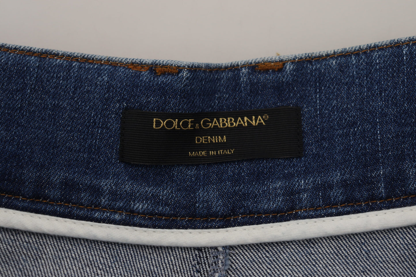 Dolce &amp; Gabbana Jean stretch en coton denim taille haute bleu