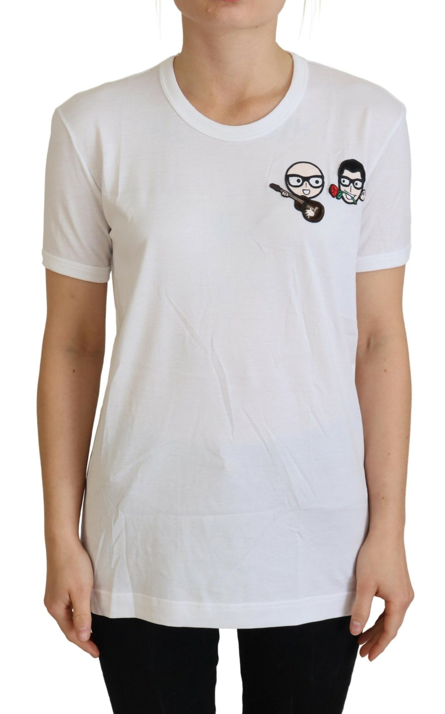 Dolce &amp; Gabbana T-shirt en coton à col rond blanc #dgfamily