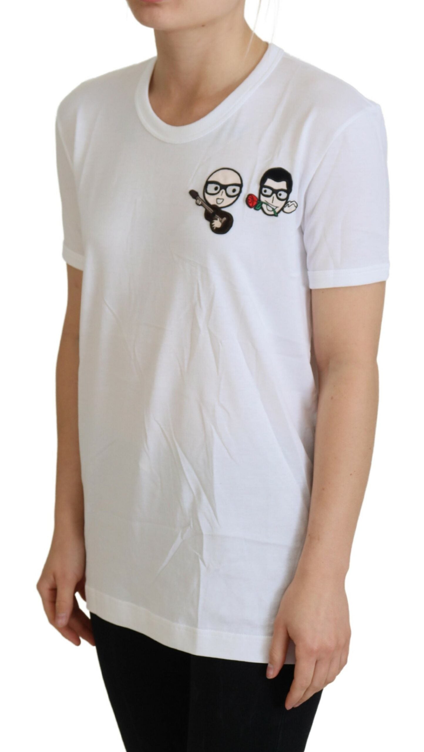 Dolce &amp; Gabbana T-shirt en coton à col rond blanc #dgfamily