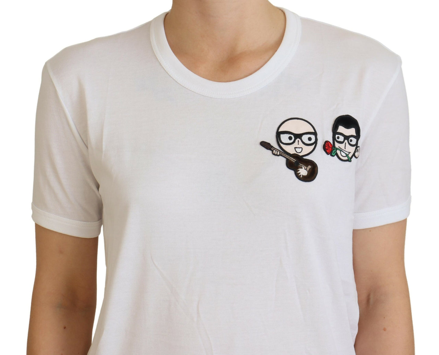 Dolce &amp; Gabbana T-shirt en coton à col rond blanc #dgfamily