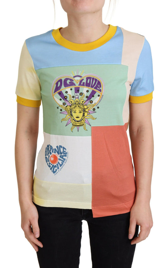 Dolce & Gabbana Patchwork Print Cotton Crewneck Tee