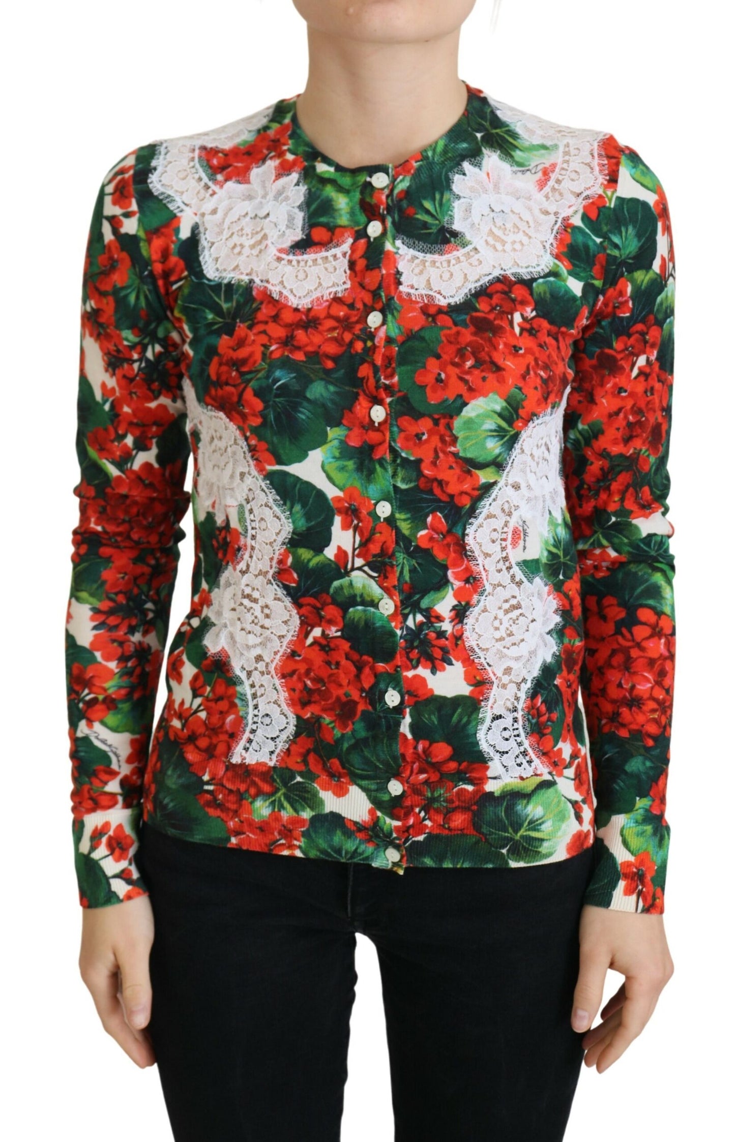 Dolce & Gabbana Elegant Floral Crewneck Cardigan