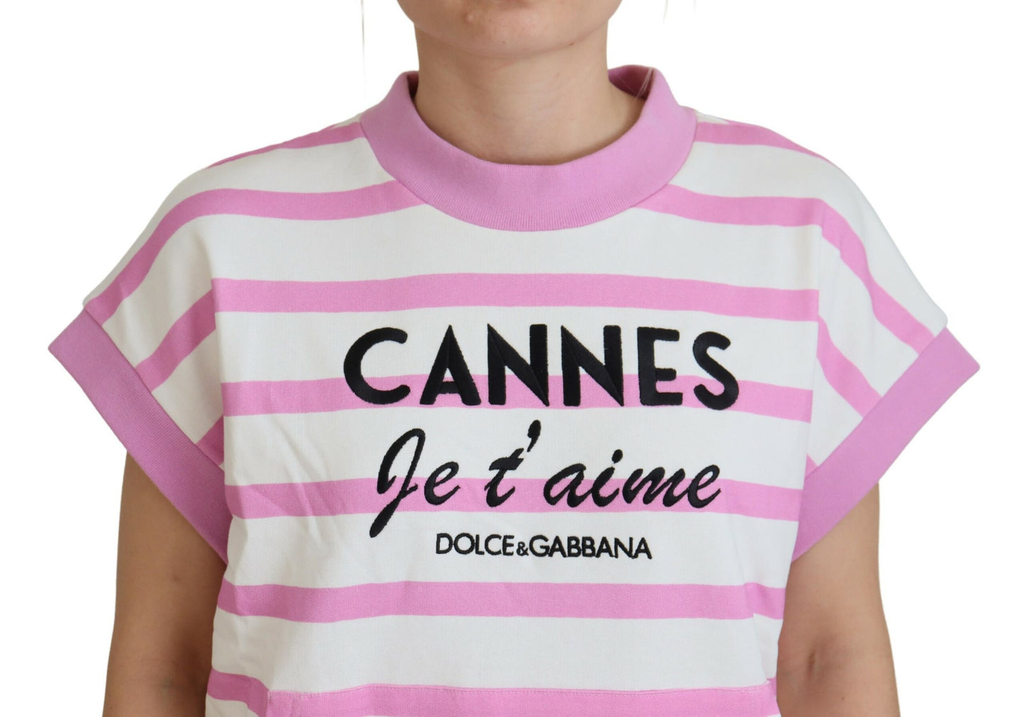 Dolce &amp; Gabbana Weiß-Rosa CANNES Exklusives T-Shirt