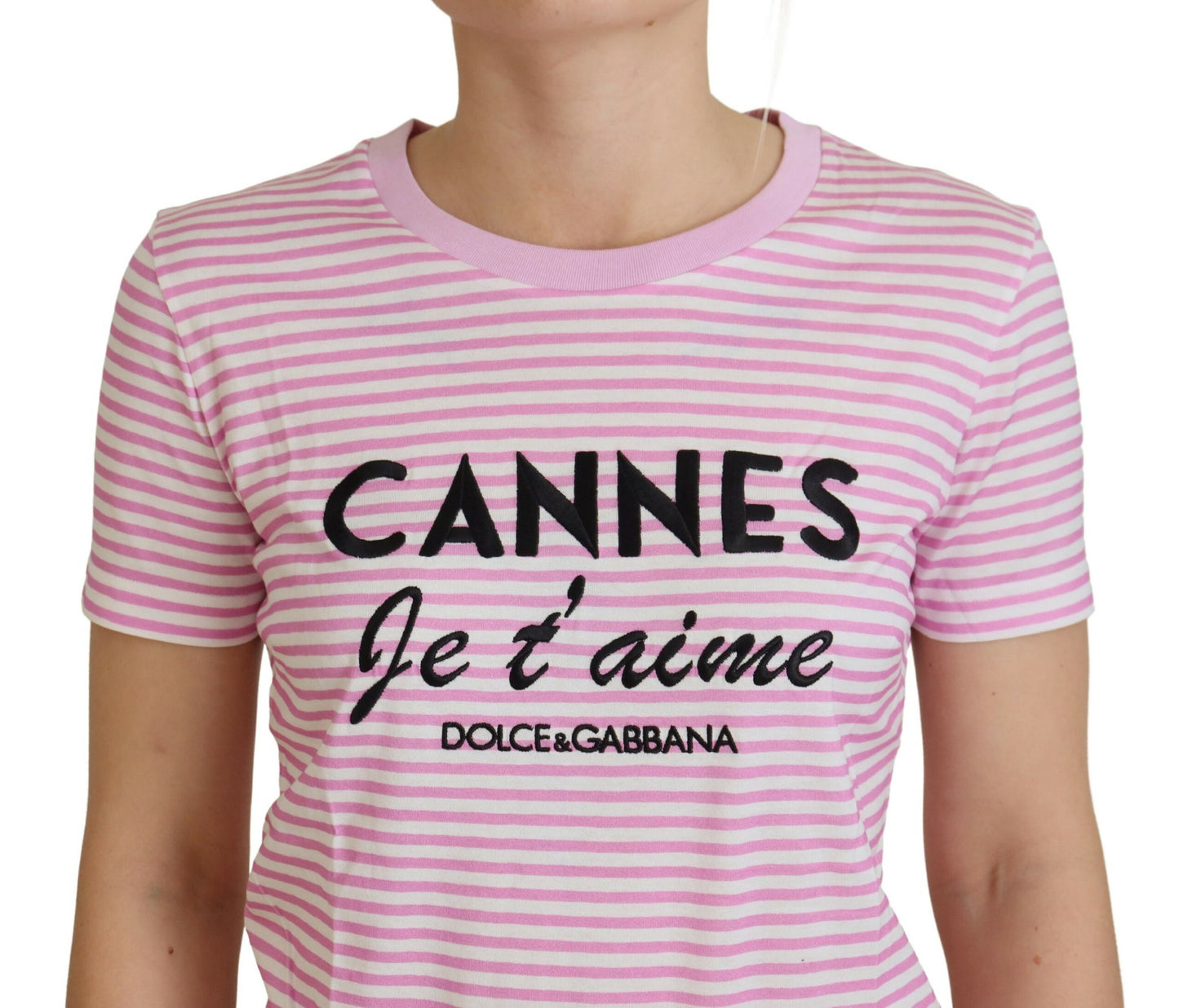 Dolce &amp; Gabbana T-shirt exclusif rose blanc CANNES