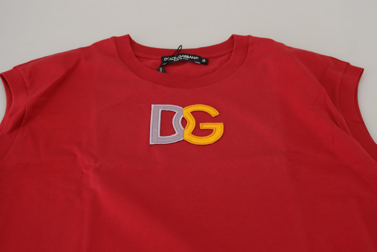 Dolce &amp; Gabbana T-shirt débardeur en coton rouge avec logo DG