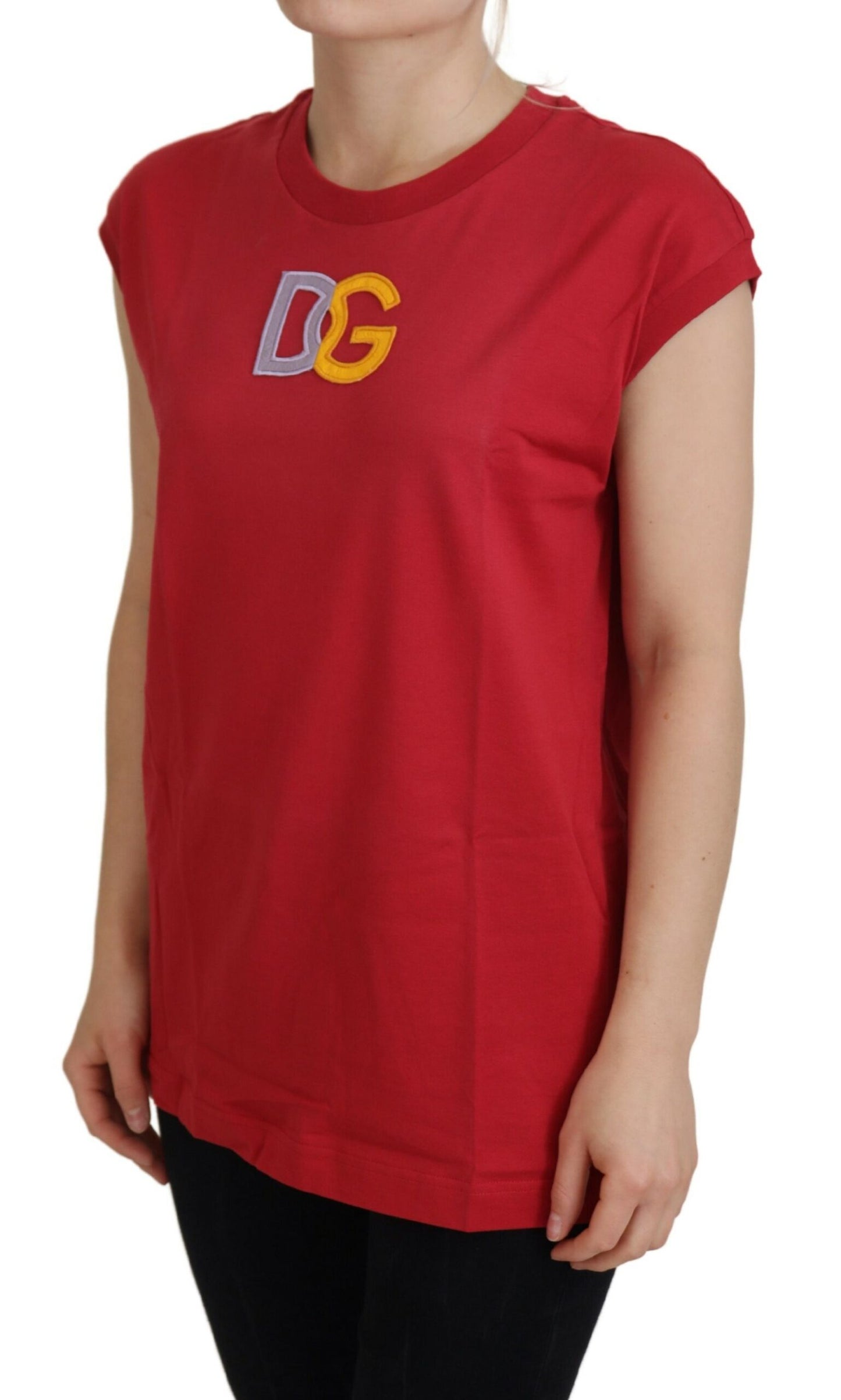 Dolce &amp; Gabbana T-shirt débardeur en coton rouge avec logo DG