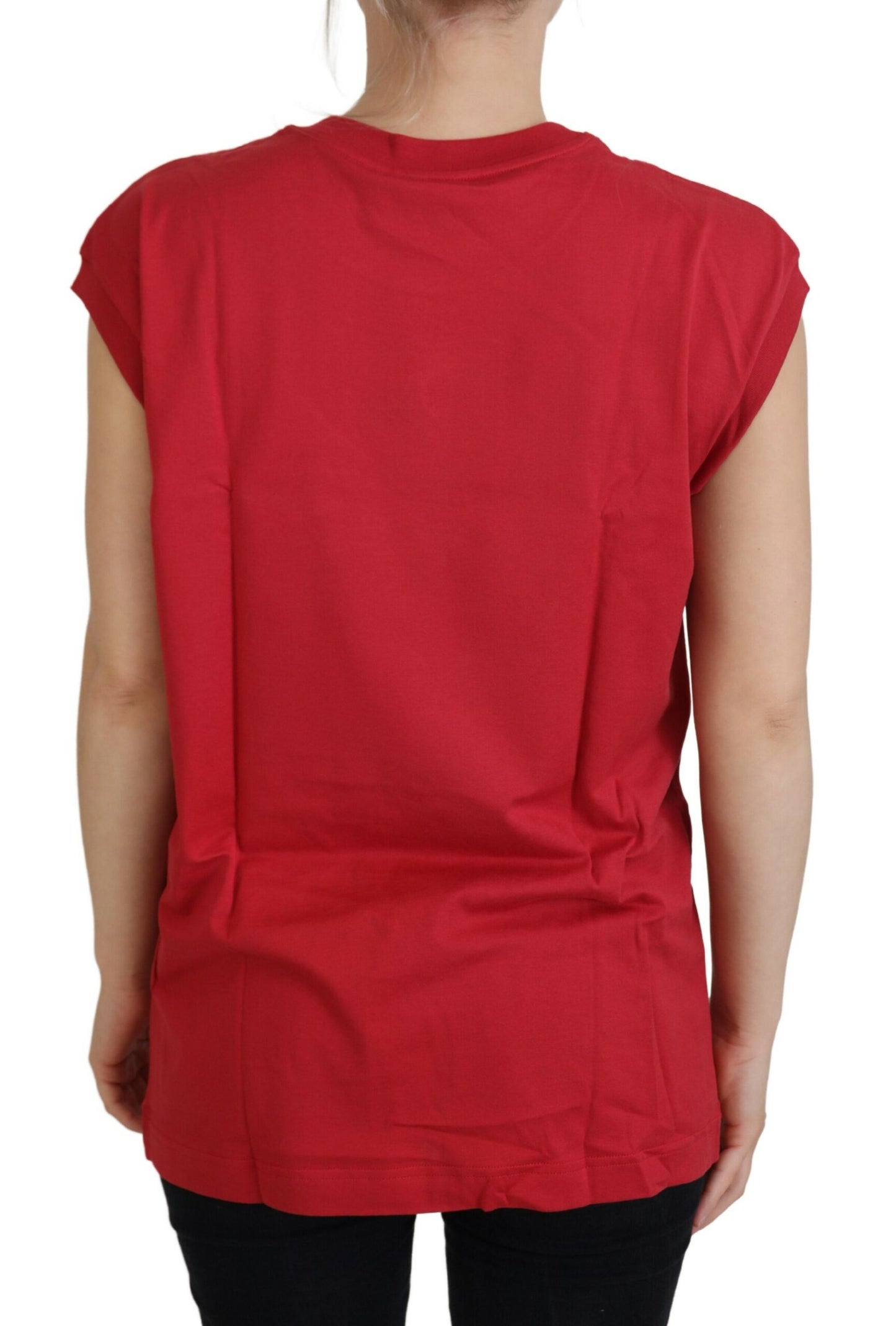 Dolce &amp; Gabbana T-shirt débardeur en coton rouge avec logo DG