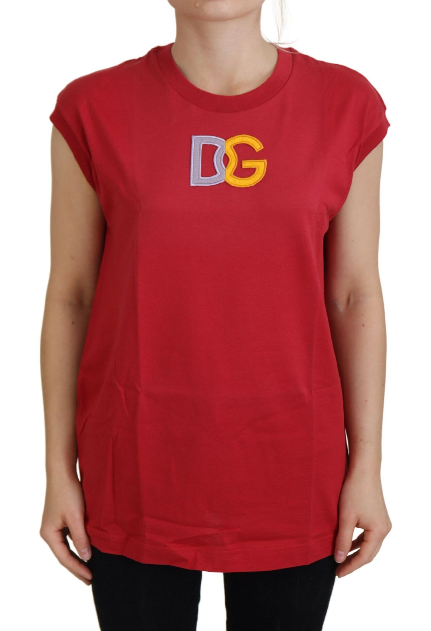 Dolce &amp; Gabbana T-shirt débardeur en coton rouge avec logo DG