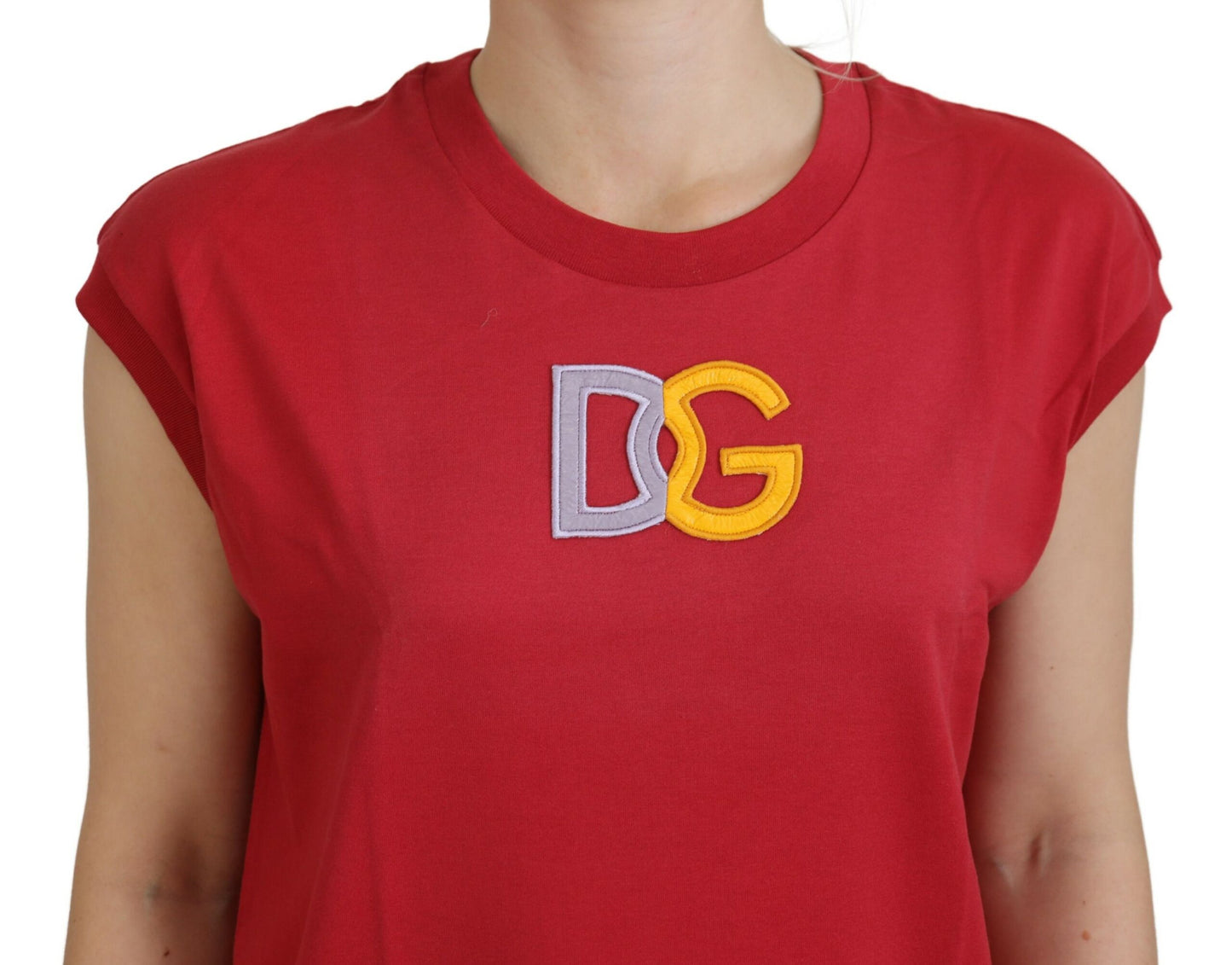 Dolce &amp; Gabbana T-shirt débardeur en coton rouge avec logo DG